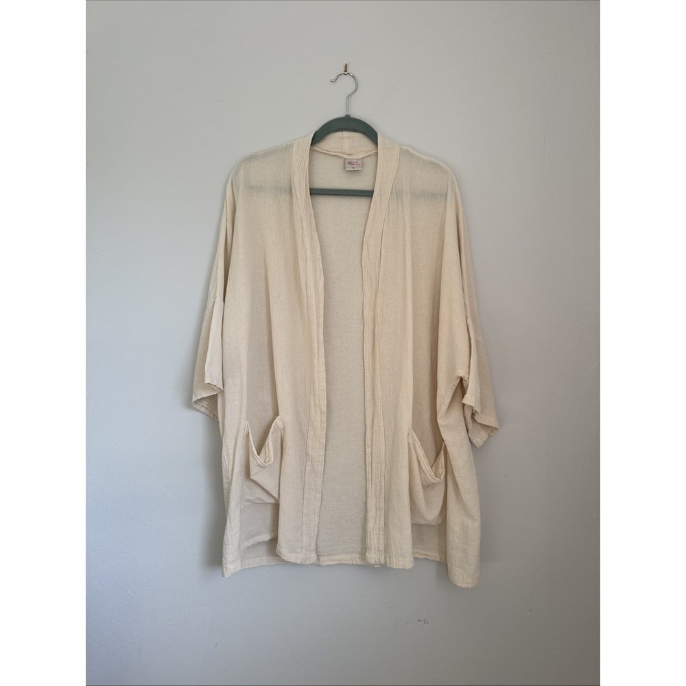 Manta Del Lago Kimono‎ Oatmeal Jacket Women Large With Pockets